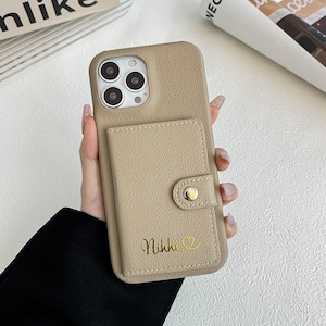 Funda de cuero tipo billetera para iPhone 17, funda de cuero tipo billetera personalizada para iPhone
