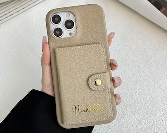 Personalized Leather iPhone Wallet Case, Card Holder