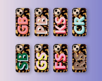 iPhone 15 Case, Personalized Monogram iPhone Case, Tortoise Pattern iPhone 14 Pro Case, iPhone 13 Pro Max Case iPhone 11 12 XS XR Cover