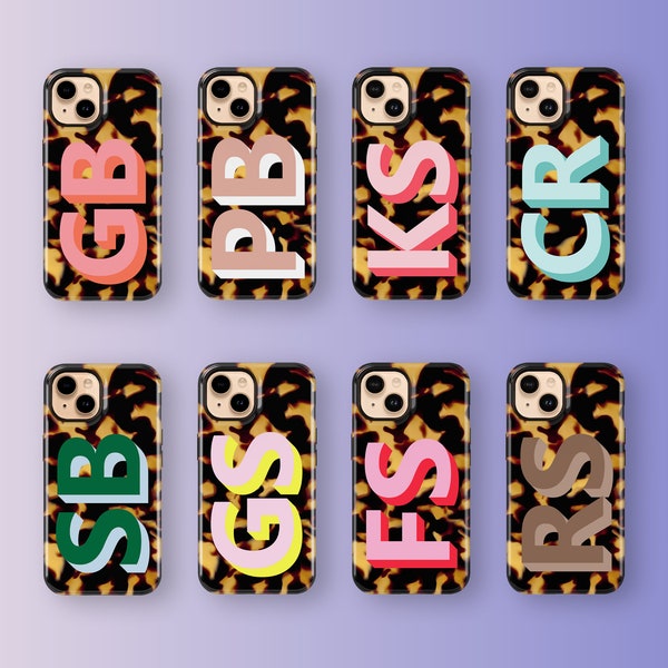 iPhone 15 Case, Personalized Monogram iPhone Case, Tortoise Pattern iPhone 14 Pro Case, iPhone 13 Pro Max Case iPhone 11 12 XS XR Cover