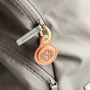 Leather AirTag Keyring Case, Customized Airtag Keyring, Airtag Case, Monogram Engraving Keychain, Bike, Gift, Pet Name Id Airtag