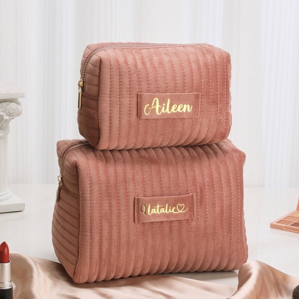 Trousse de toilette personnalisée avec monogramme | trousse de maquillage personnalisée | cadeau personnalisé pour elle, cadeau personnalisé pour demoiselle d'honneur, trousse de maquillage de voyage