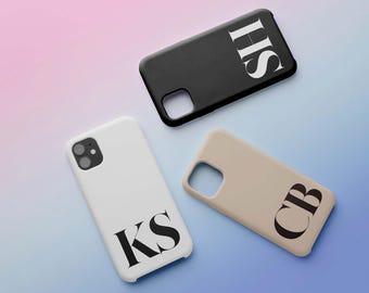 Coque iPhone personnalisée avec initiales monogramme, nom personnalisé