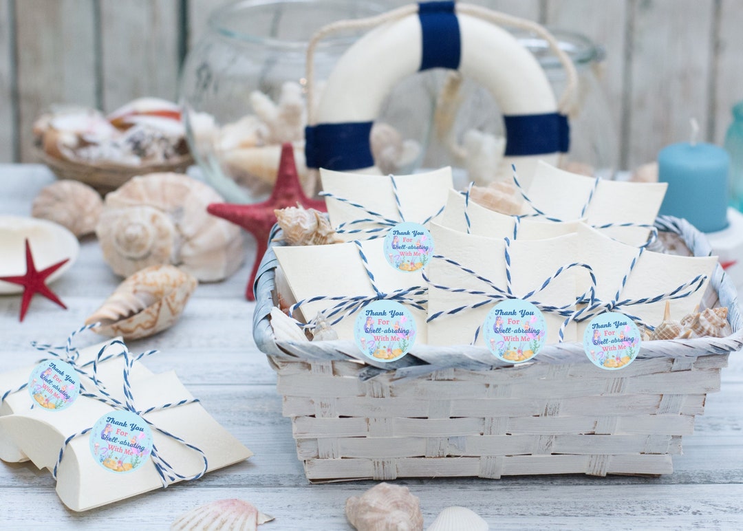 12 Mermaid Themed Favor Tags, SHIPPED, Ocean, Seashell, Sea Creature, Fish, Thank You, Favor ...