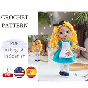 Alice Crochet pattern doll amigurumi pattern for Alice PDF English Amigurumi Handmade