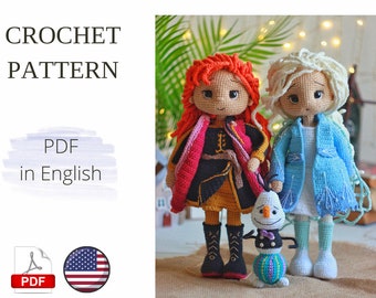 Set 2in1 Princess 2 Amigurumi Doll Crochet Pattern PDF English Spain Amigurumi Handmade