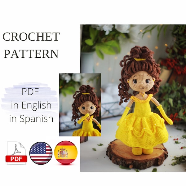Prinzessin Amigurumi Doll Häkelanleitung PDF Englisch Spanisch Amigurumi Handmade