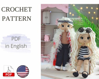 Doll Girl Boy Amigurumi Doll Crochet Pattern PDF English Amigurumi Handmade
