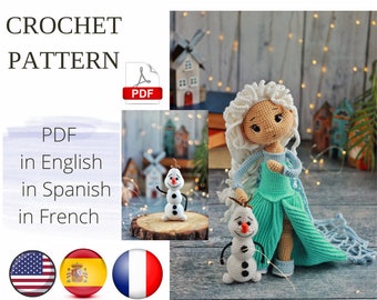 Poupée princesse Amigurumi au crochet, patron PDF anglais, espagnol, français Amigurumi fait main