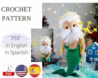 SEA KING Crochet pattern PDF Amigurumi Mermaid Crochet cute doll Amigurumi doll Crochet mermaid pattern