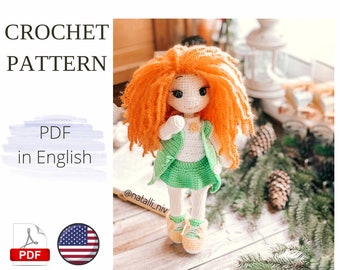 Doll crochet pattern English PDF Amigurumi toy Handmade