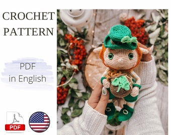 Leprechaun crochet pattern doll halloween PDF English Amigurumi toy Handmade