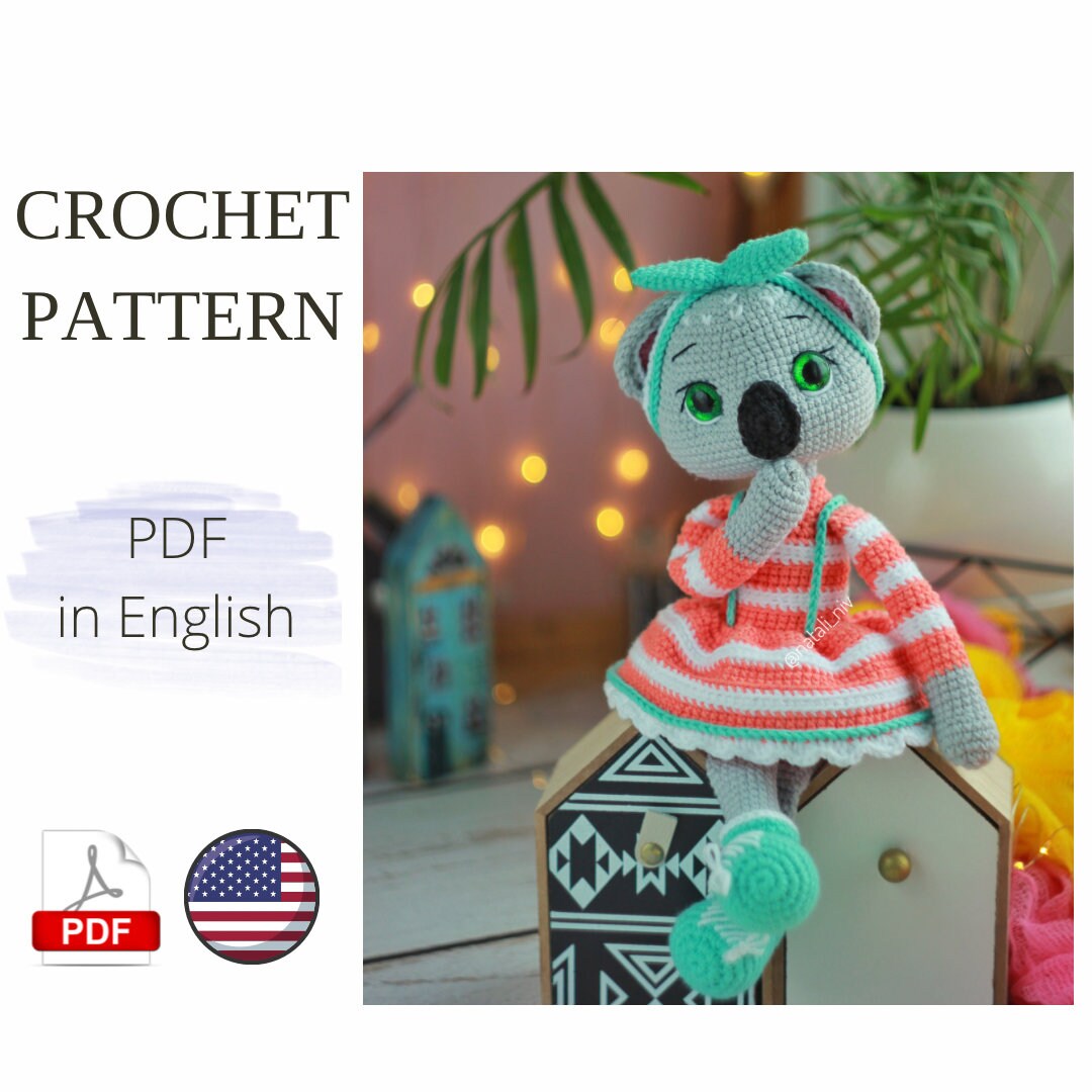 KOALA Crochet Pattern Animal English Amigurumi Toy Handmade - Etsy