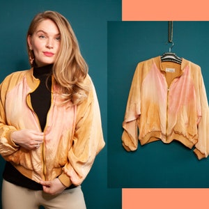 Spider, beautiful cotton satin tie-dye bomber jacket