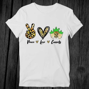 ピースラブキャロットTシャツ ユニセックス 大人 メンズ レディース ギフト クール ミュージック ファッション トップ ヴィンテージ レトロ Tシャツ G385
