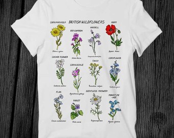 British Wild Flowers Best Botanical Garden Plant Lover Magic Wizard Best Seller T Shirt Unisex Gift Cool Music Top Vintage Retro Tee G457