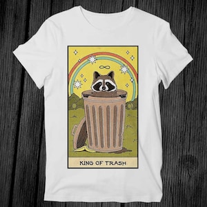 Roi des poubelles raton laveur carte de tarot t-shirt unisexe adulte homme femme cadeau musique cool haut tendance vintage t-shirt rétro G265