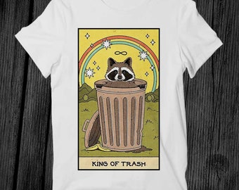 King Of Trash Raccoon Tarot Card T Shirt Unisex Adult Mens Womens Gift Cool Music Fashion Top Vintage Retro Tee G265