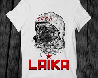 Laika Astronaut Hond Rusland T-shirt Unisex Volwassen Heren Dames Cadeau Cool Muziek Mode Top Vintage Retro Tee G355