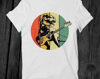 Dinosaurus Gitaar Spelen Metal Rock Electro Bestseller T-shirt Unisex Volwassen Cadeau Coole Muziek Mode Top Vintage Retro Tee G462