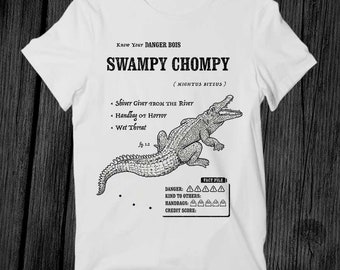 Swampy Chompy Alligator T Shirt Unisex Adult Mens Womens Gift Cool Music Fashion Top Vintage Retro Tee G266