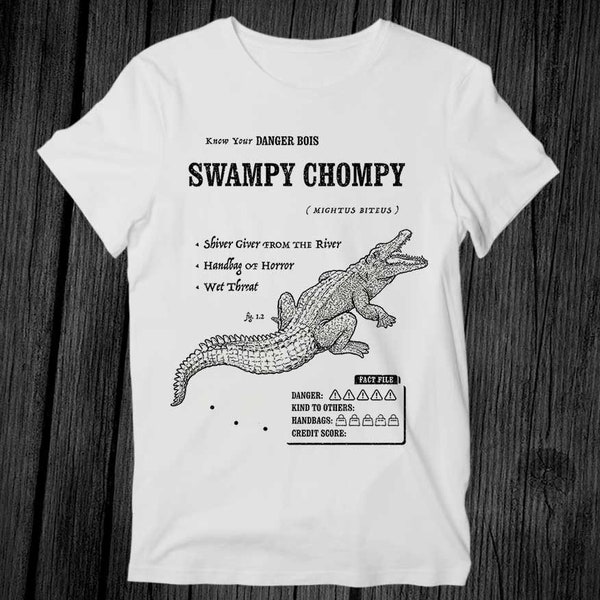 Swampy Chompy Alligator T Shirt Unisex Adult Mens Womens Gift Cool Music Fashion Top Vintage Retro Tee G266