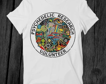 Psychedelic Research Volunteer T Shirt Unisex Adult Mens Womens Gift Cool Music Fashion Top Vintage Retro Tee G208