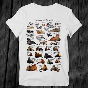 Pinnipeds Names List of the World T Shirt Unisex Adult Mens Womens Gift Cool Music Fashion Top Vintage Retro Tee G418