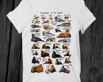 Pinnipeds Names List of the World T-shirt Unisex Adult Mens Womens Gift Cool Music Fashion Top Vintage Retro Tee G418