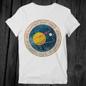 NASA ヴィンテージ レトロ ロゴ シール T シャツ ユニセックス 大人 メンズ レディース ギフト クール ミュージック ファッション トップ ヴィンテージ レトロ T シャツ G225