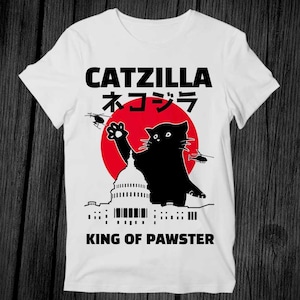 Catzilla King Of Pawster Paws Cat Kitten Pet T Shirt Unisex Adult Mens Womens Gift Cool Music Fashion Top Vintage Retro Tee G290