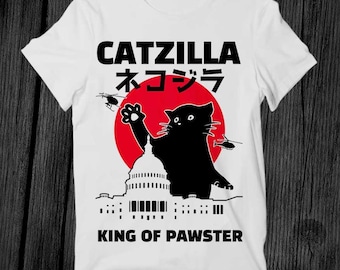 Catzilla King Of Pawster Paws Cat Kitten Pet T Shirt Unisex Adult Mens Womens Gift Cool Music Fashion Top Vintage Retro Tee G290