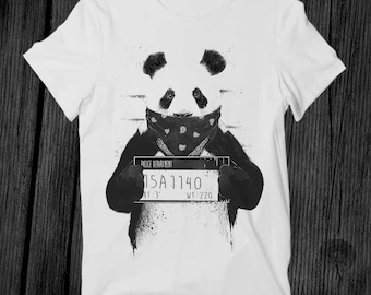 Gangsta Panda Bear Gevangenis Mugshot T-shirt Unisex Adult Mens Womens Gift Cool Music Fashion Top Vintage Retro Tee G392