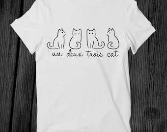 Un Deux Trois Cat Lovers Dad Mom Cute Best Seller T Shirt Unisex Adult Gift Cool Music Fashion Top Vintage Retro Tee G510