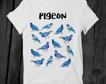 The Pigeons Pigeon List Names Garden Birds Best Seller T Shirt Unisex Adult Gift Cool Music Fashion Top Vintage Retro Tee G507