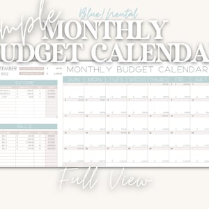 Simple Monthly Budget Calendar for Excel, Expense Tracking Spreadsheet ...