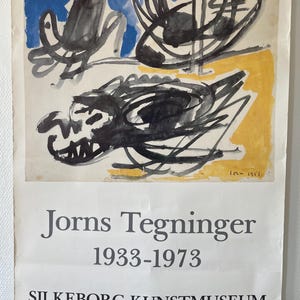 Asger Jorn original  &quot;Cobra&quot; poster from 1973, from an exhibition of his drawings. Wall art, classic, design, gift, blue , decoration.