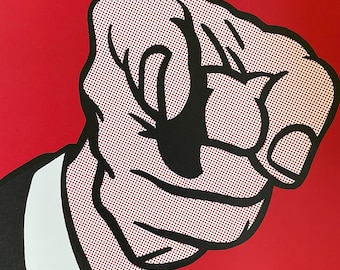 Pointing finger, small silk screenprint by Roy Lichtenstein