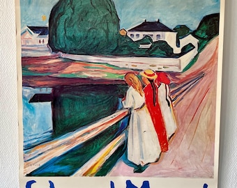 Edward Munch 'Girls on Bridge' Vintage Exhibition Poster, Louisiana Museum 1975