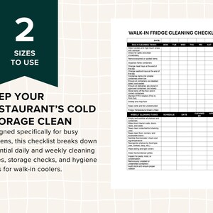 Cold Store Checklist Walk-in Fridge Cleaning Checklist Template, Daily Weekly Commercial ...