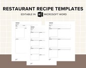 Restaurant Recipe Card Template MS Word Recipe Section Spec Sheet Restaurant Training