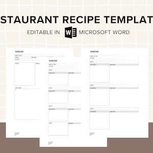 Restaurantreceptkaartsjabloon MS Word Receptsectie Specificatieblad Restauranttraining