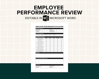 Employee Performance Review Template,  Appraisal Form, Employee Performance Evaluation, Staff Assessment, Employee Write Up, HR Templates