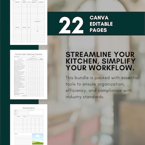 Restaurant Kitchen Templates Bundle, Canva Editable, Cafe BOH, HACCP ...