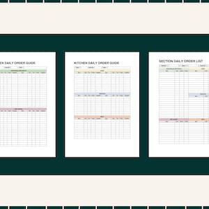 Kitchen Daily Order List, Order Guide. Restaurant and Cafe, Checklist ...