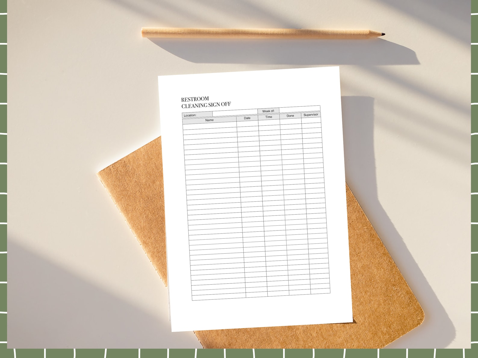 Restroom Cleaning Checklist | Restroom Sign off Form | Editable and ...