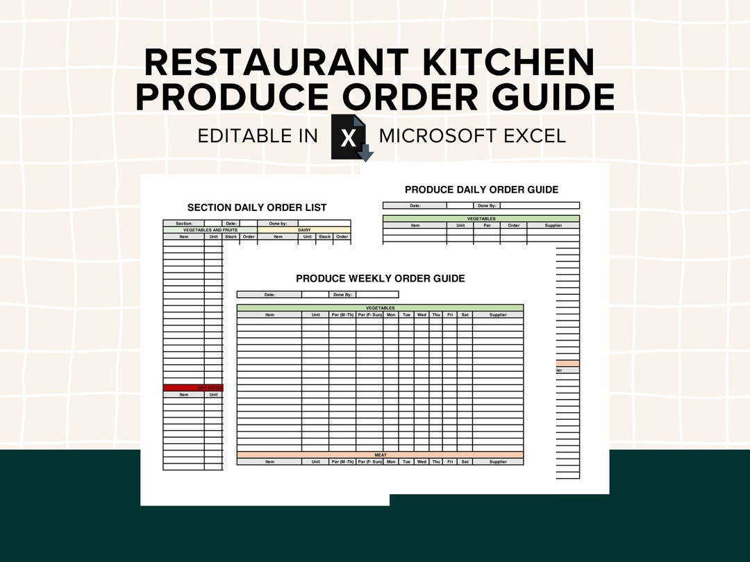 kitchen ordering sheet for wednesday 2025-05-21... Kitchen Produce Order List, Guide, Section List, Daily, Weekly ...