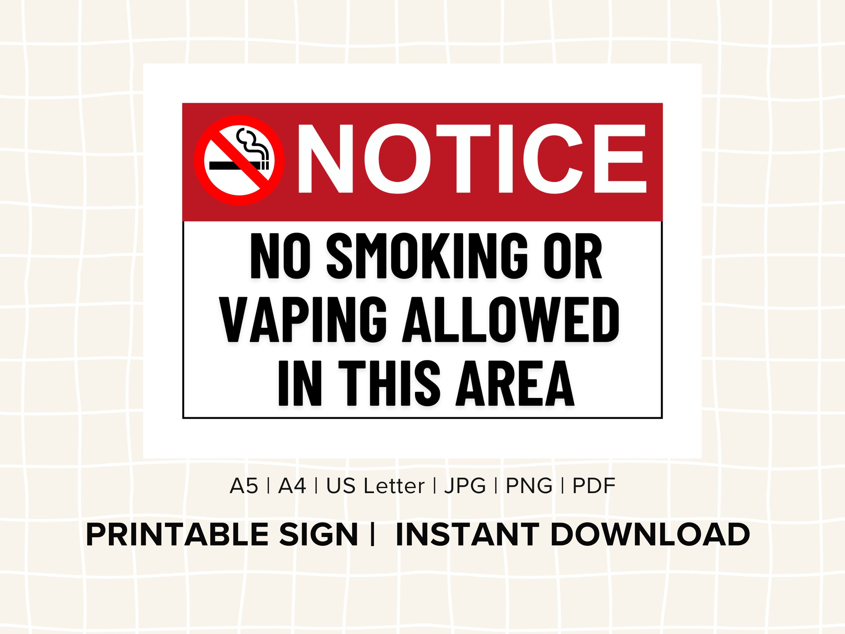 no smoking e cigarettes signs printable Printable Notice, No Smoking or Vaping, Poster, PDF, PNG, JPG, Instant  Download, Public Spaces Reminder