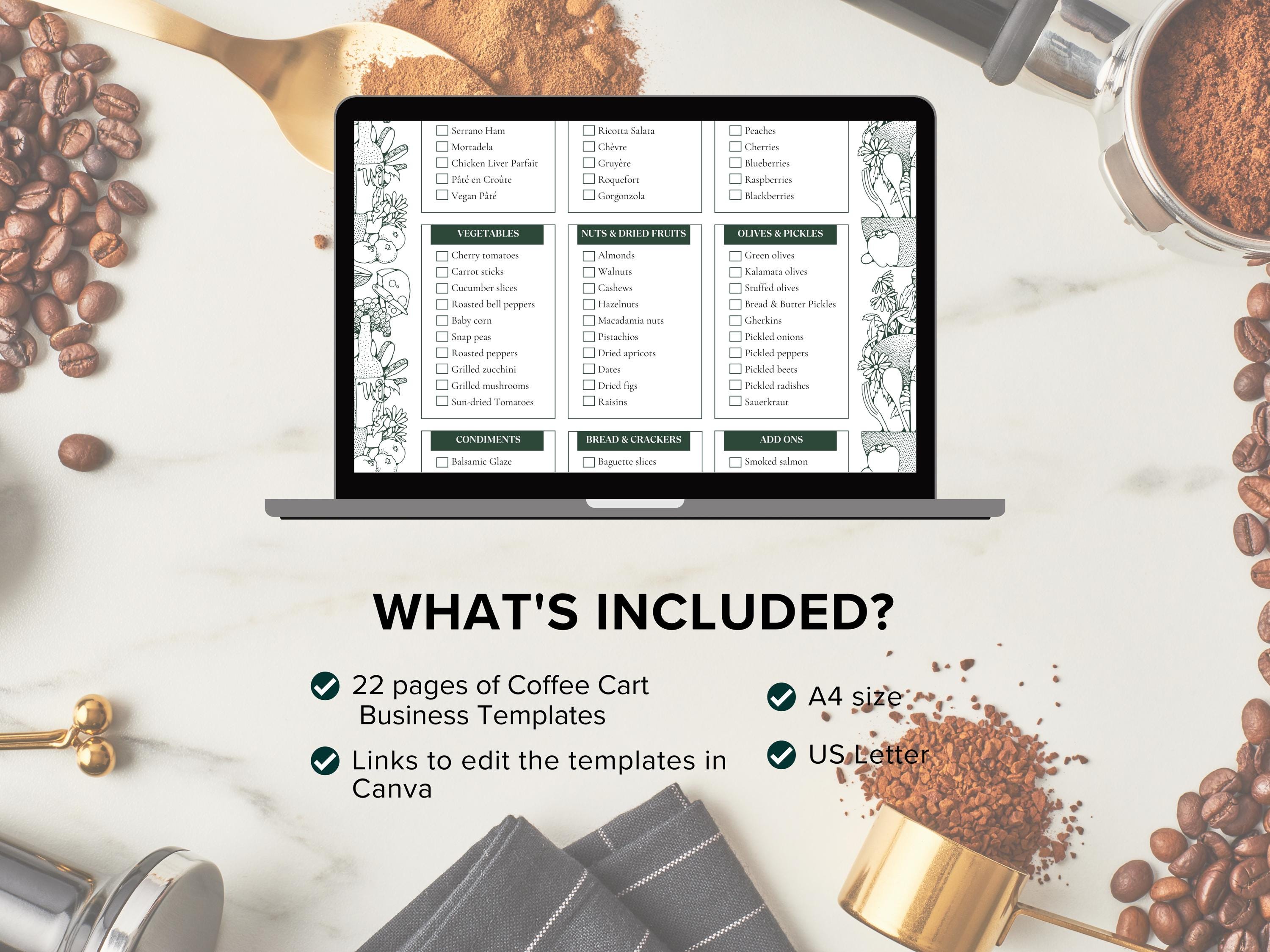 Editable Coffee Cart Business Templates, Mobile Coffee Bar Contract ...