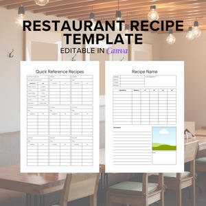 Restaurant-Rezeptkarte und Kurzanleitungsrezeptvorlage, Canva bearbeitbar, kommerzielles Küchentraining, professionelle Köche, Cafés, Gastronomie